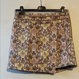 For Love & Lemons - Ivory w/ Multicolor Paisley Jacquard Mini Skirt Sz L